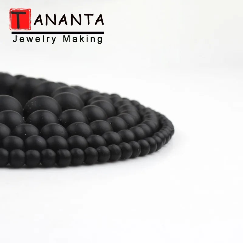 Matte Black Agate Onyx Beads – Natural Stone Jewelry Making Supply