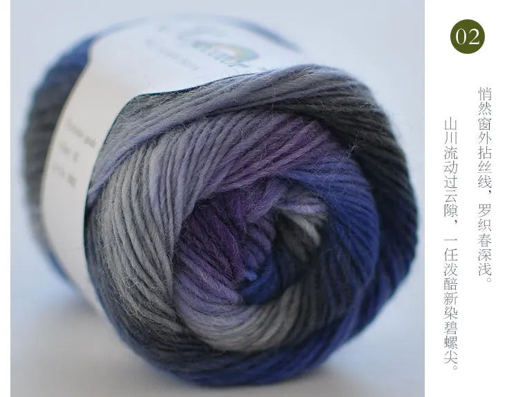 100% Wool Yarn – Rainbow Color Soft Thick Knitting & Crochet Thread