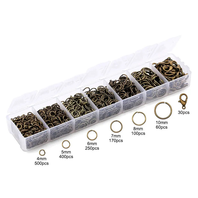 Jewelry Findings Kit with Zinc Alloy Jump Rings & Lobster Clasps