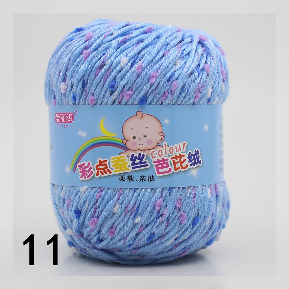 50g Colored Dot Silk Wool Yarn | Soft Baby Cotton Cashmere Blend for Knitting & Crochet