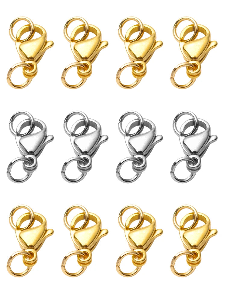 Gold Stainless Steel Lobster Clasps & Jump Rings Set