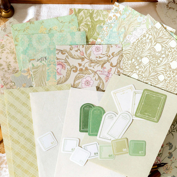 40pcs Vintage Floral Handmade Paper Set