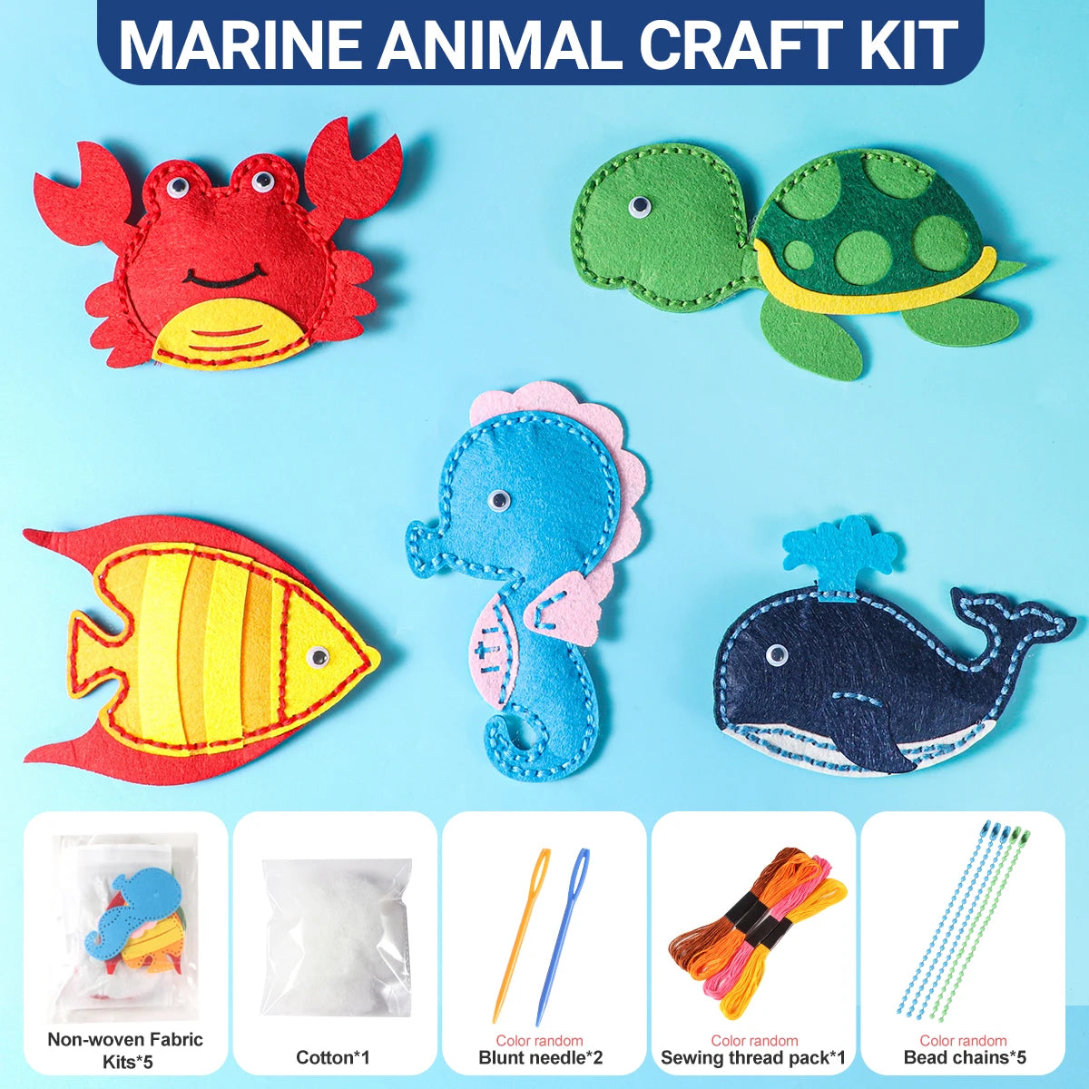 5Pcs Ocean Animals Sewing Kit