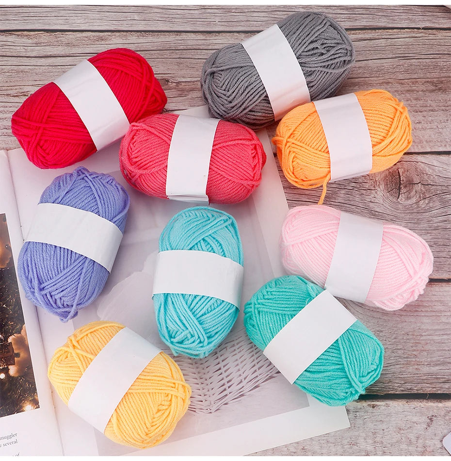 4 Ply Milk Cotton Yarn – Soft Knitting & Crochet Thread (25–50pcs)