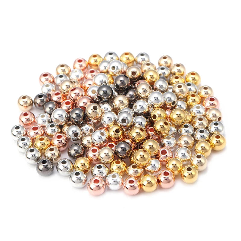 Gold CCB Round Spacer Beads | 3–12mm Loose Beads for DIY Jewelry Making (50–500pcs)