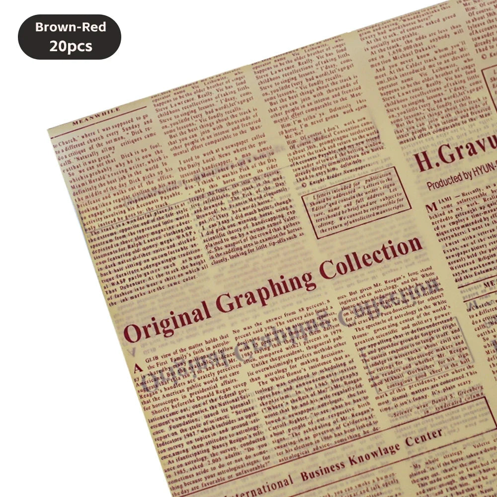 20 Sheets Vintage English Newspaper Gift Wrap Paper – Floral Craft Liner