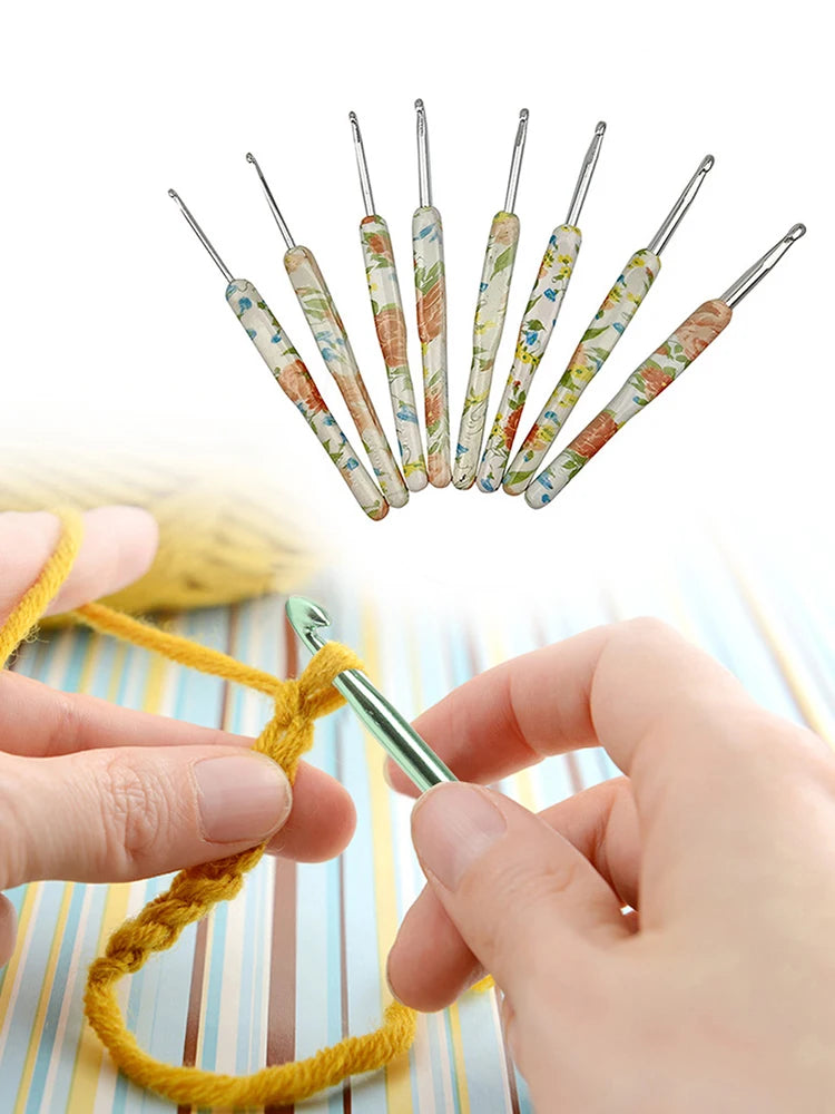 8Pcs Aluminum Crochet Hook Set