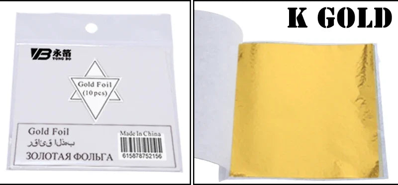 Gold Leaf Sheets Set (10 Pcs) | DIY Art, Nails, Resin & Furniture Decoration