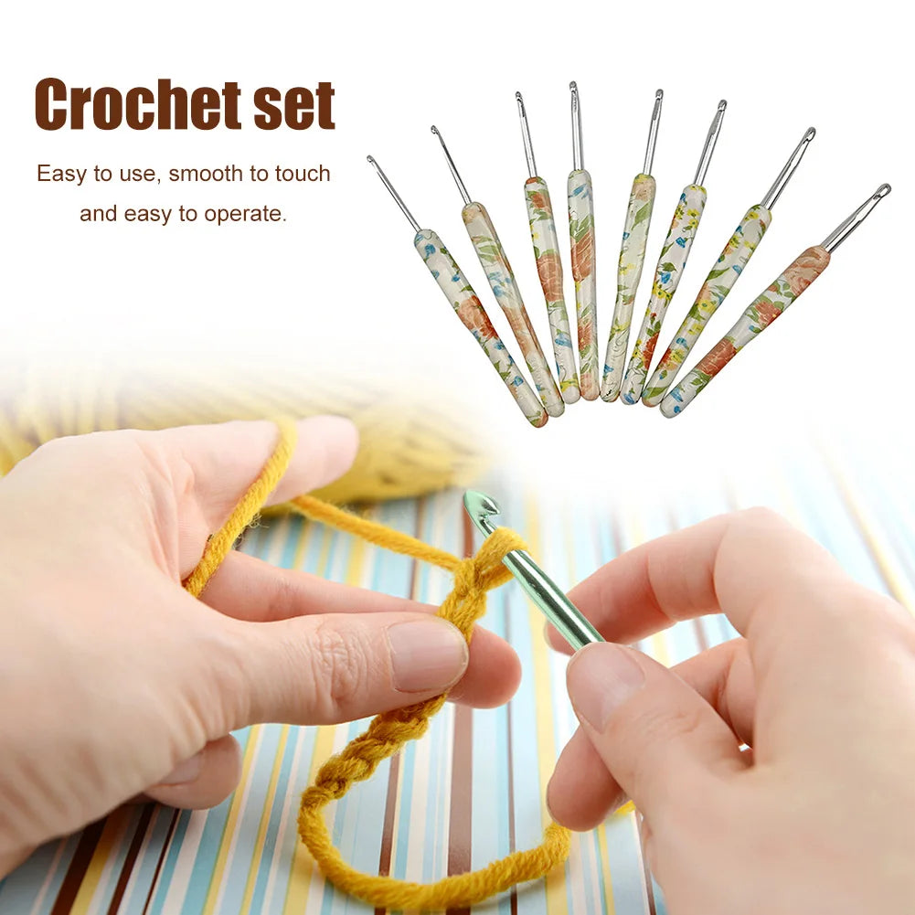 8Pcs Aluminum Crochet Hook Set