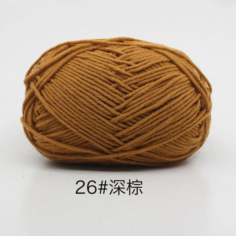 40–50g 4Ply Milk Cotton Yarn – Soft Knitting Wool for Crochet, Sweaters & Dolls