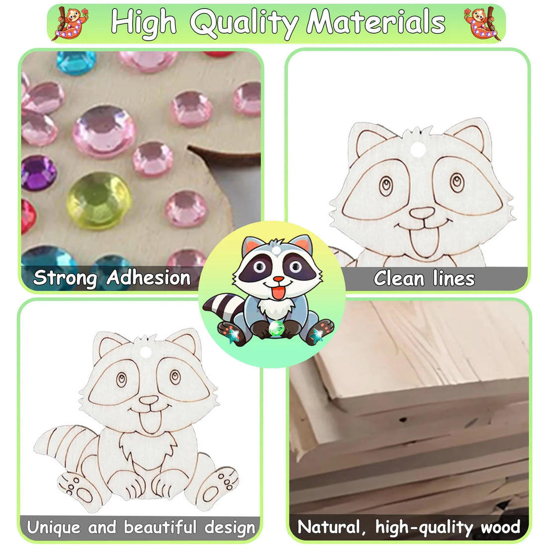 296Pcs Animal Wooden Coloring Craft Set