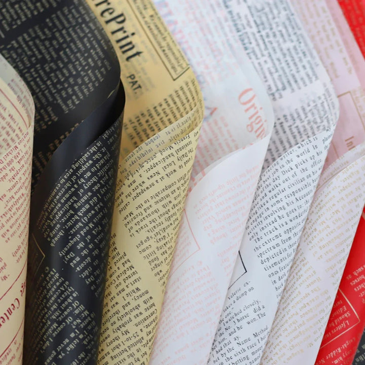 20 Sheets Vintage English Newspaper Gift Wrap Paper – Floral Craft Liner