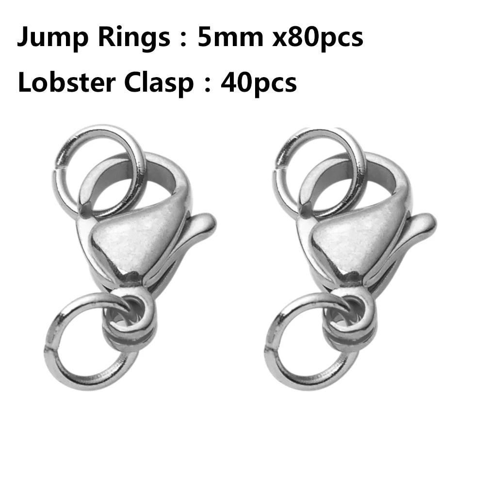Gold Stainless Steel Lobster Clasps & Jump Rings Set