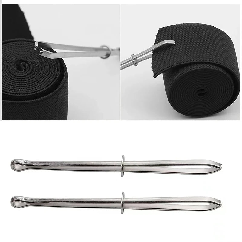 2Pcs Stainless Steel Garment Clips | Sewing & Elastic Band DIY Tool Set