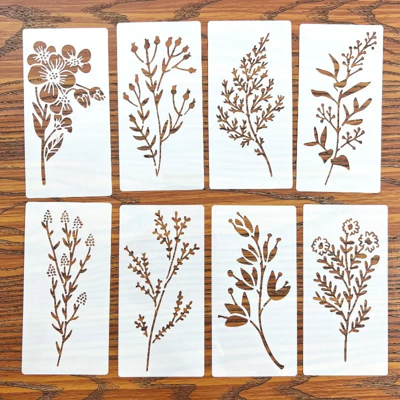 18pcs Reusable Floral Painting Stencils – DIY Craft Templates Set