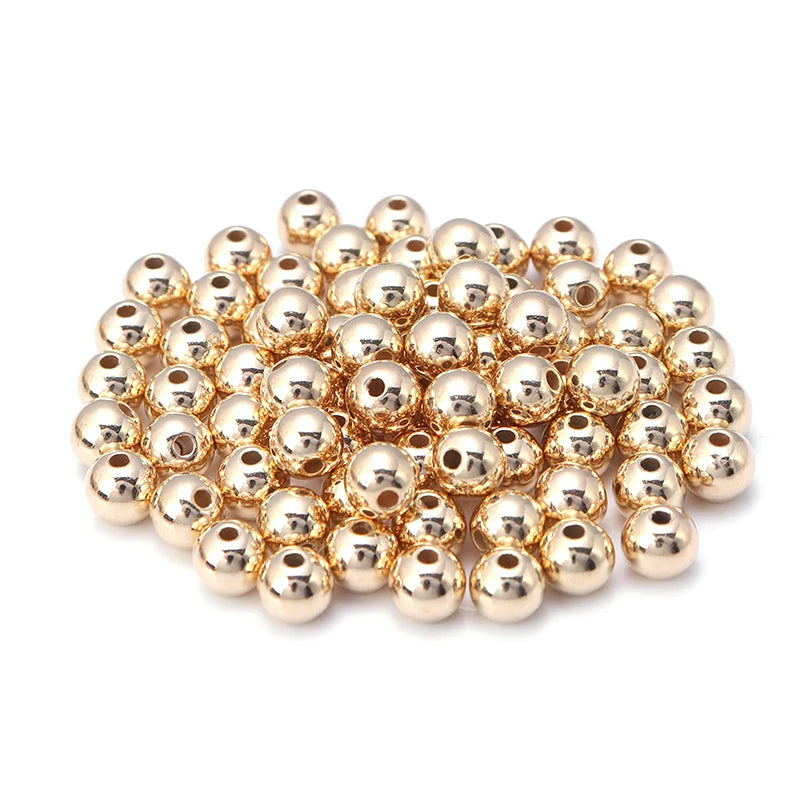 Gold CCB Round Spacer Beads | 3–12mm Loose Beads for DIY Jewelry Making (50–500pcs)