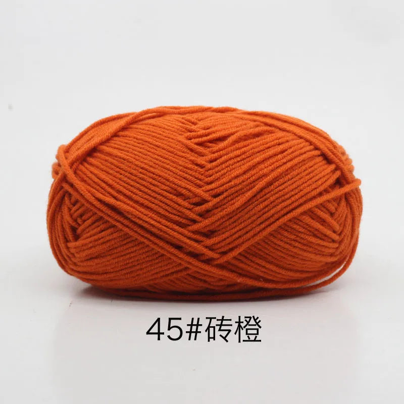 40–50g 4Ply Milk Cotton Yarn – Soft Knitting Wool for Crochet, Sweaters & Dolls