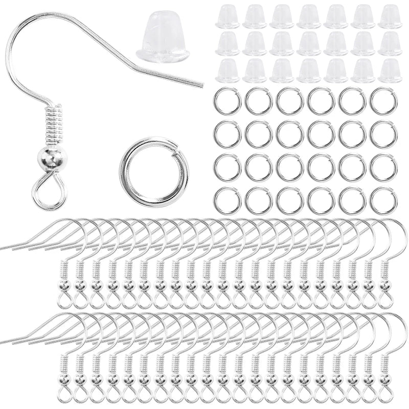 300Pcs Earring Making Kit | Hypoallergenic Hooks, Jump Rings & Rubber Backs Set