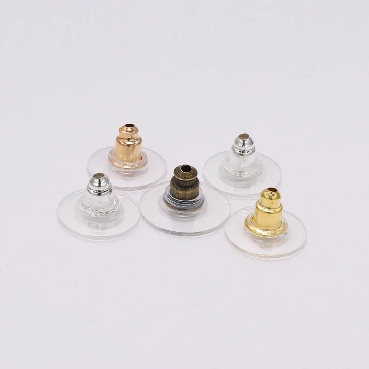 100Pcs Gold Earring Backs | Silicone Stud Post Nuts & Stoppers for Jewelry Making