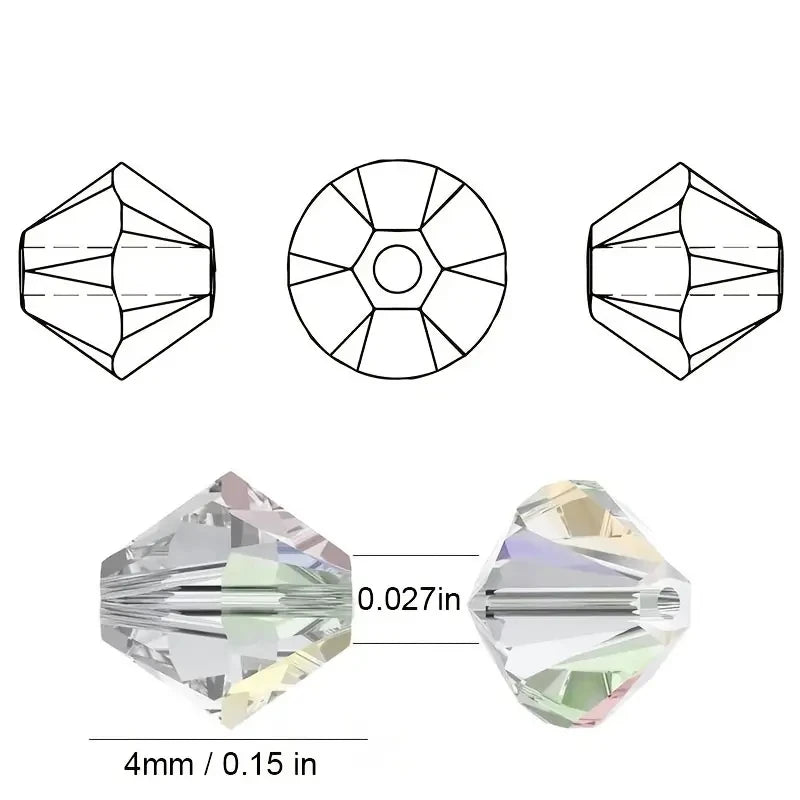 3–6mm Bicone Crystal Bead Set – 15-Grid Glass Spacer Box for DIY Jewelry