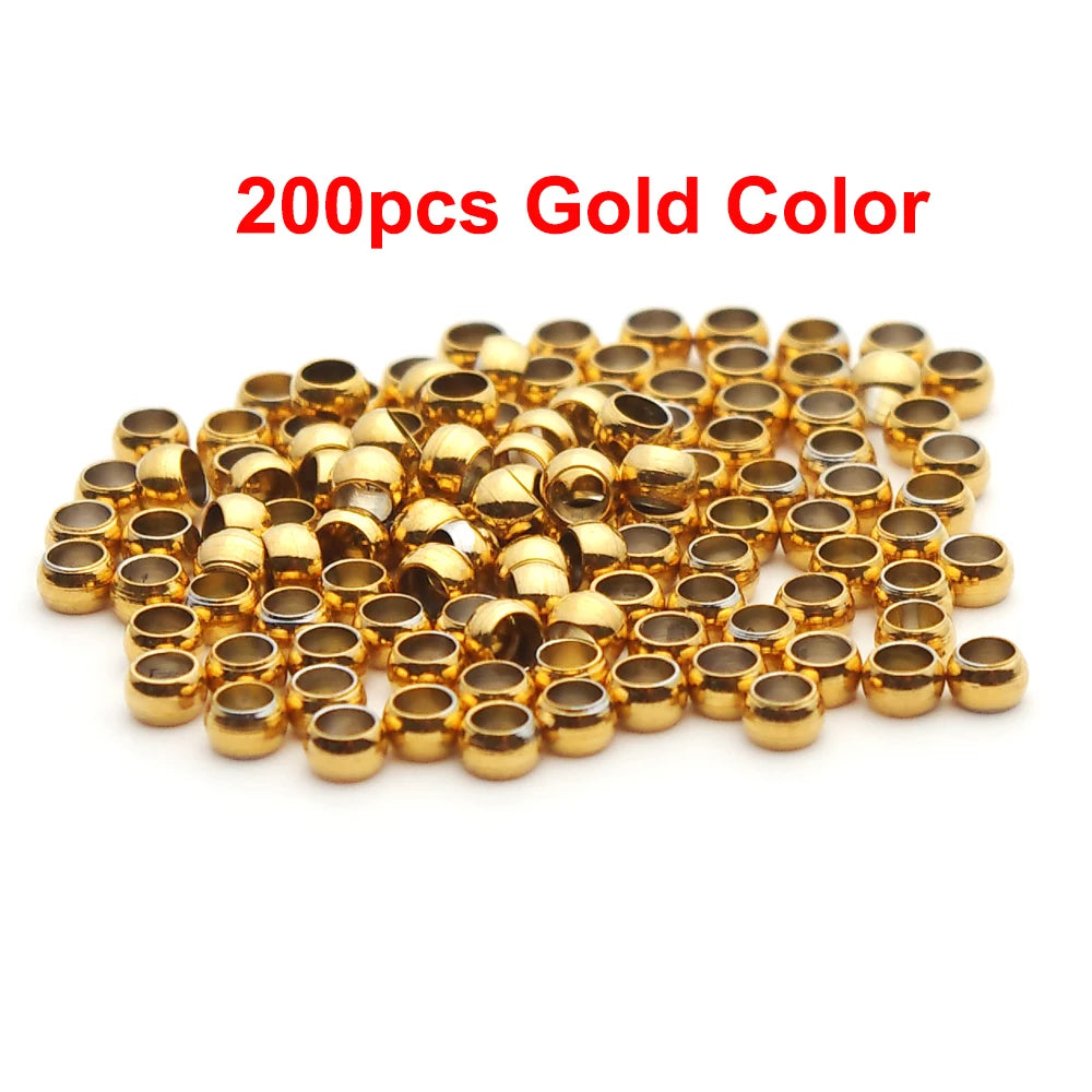 100–200pcs Stainless Steel Crimp Beads – Jewelry Spacer Ball Stoppers