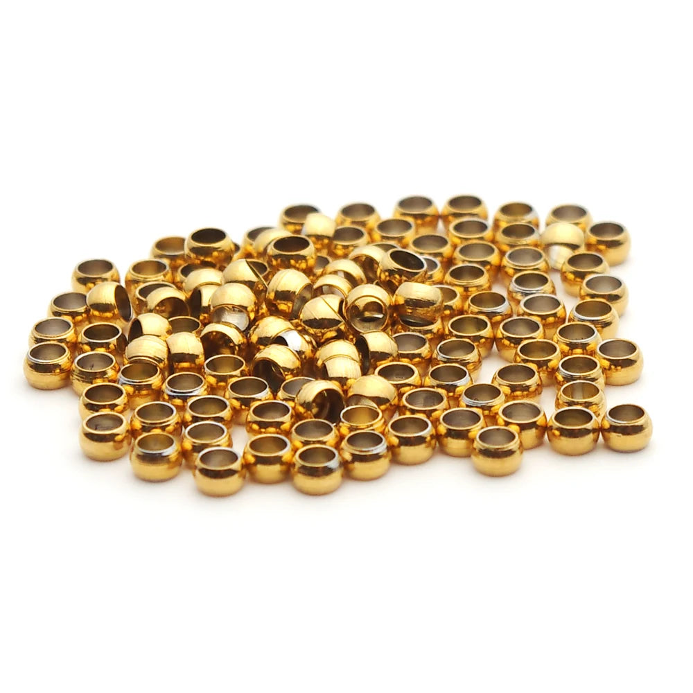 100–200pcs Stainless Steel Crimp Beads – Jewelry Spacer Ball Stoppers