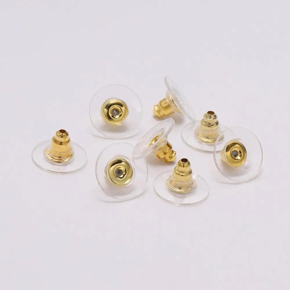100Pcs Gold Earring Backs | Silicone Stud Post Nuts & Stoppers for Jewelry Making