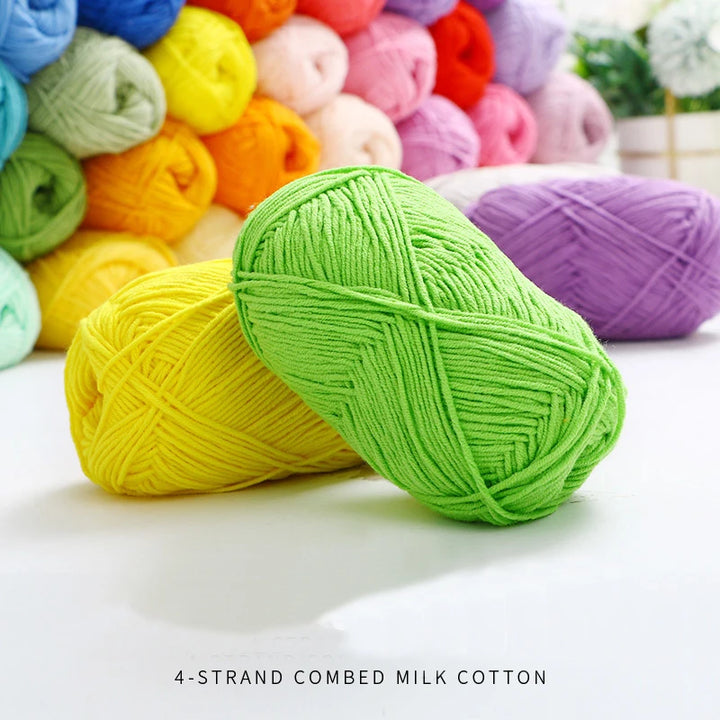 40–50g 4Ply Milk Cotton Yarn – Soft Knitting Wool for Crochet, Sweaters & Dolls
