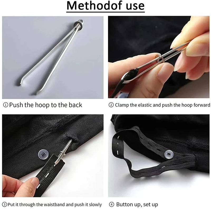 2Pcs Stainless Steel Garment Clips | Sewing & Elastic Band DIY Tool Set