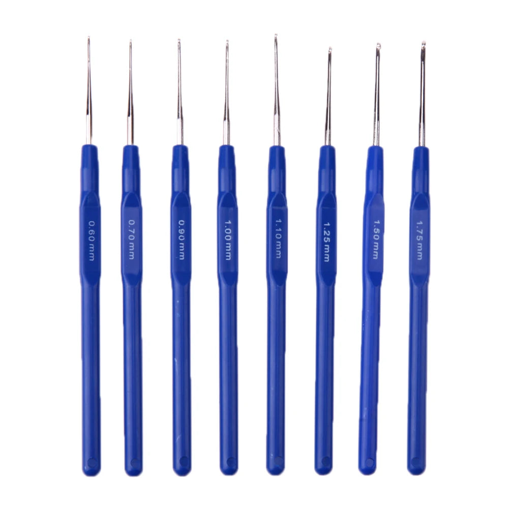 8Pcs Metal Crochet Hook Set – Knitting Needles Kit 0.6–1.75mm for Yarn Craft & Sewing