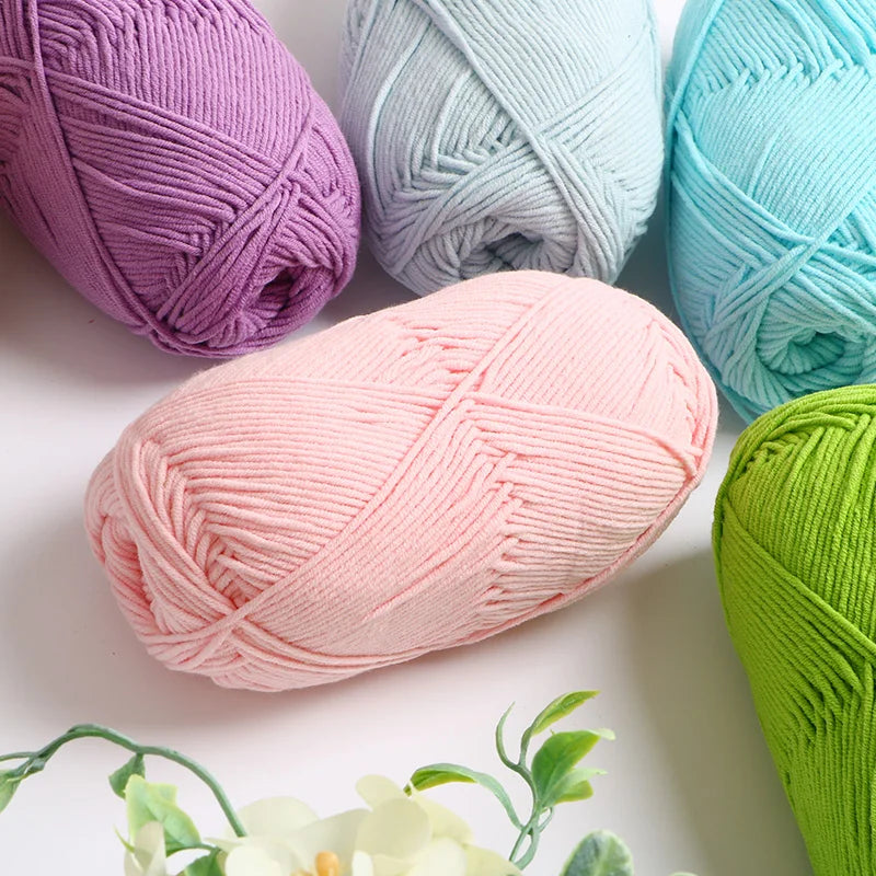 40–50g 4Ply Milk Cotton Yarn – Soft Knitting Wool for Crochet, Sweaters & Dolls