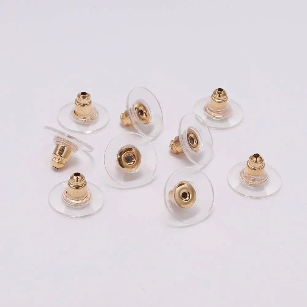 100Pcs Gold Earring Backs | Silicone Stud Post Nuts & Stoppers for Jewelry Making