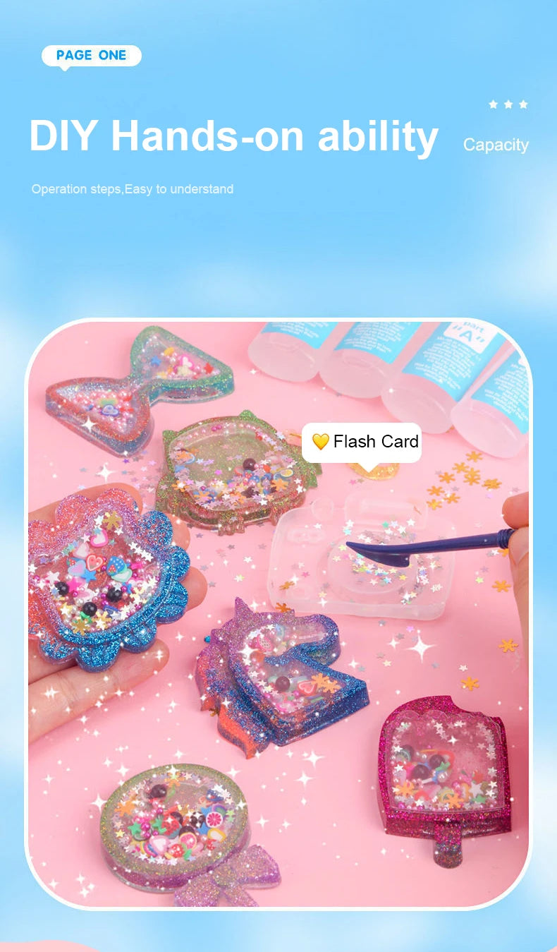 Kids Crystal Glue Keychain Craft Set | DIY Art Gift for Girls