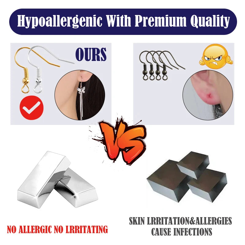 300Pcs Earring Making Kit | Hypoallergenic Hooks, Jump Rings & Rubber Backs Set