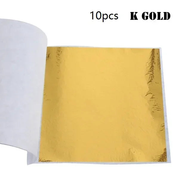Gold Leaf Sheets Set (10 Pcs) | DIY Art, Nails, Resin & Furniture Decoration