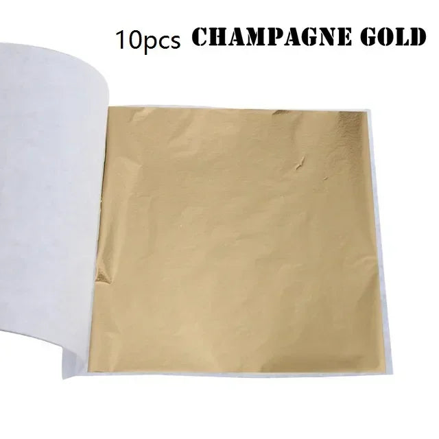Gold Leaf Sheets Set (10 Pcs) | DIY Art, Nails, Resin & Furniture Decoration