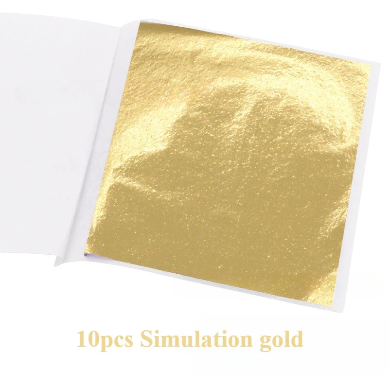 Gold Leaf Sheets Set (10 Pcs) | DIY Art, Nails, Resin & Furniture Decoration
