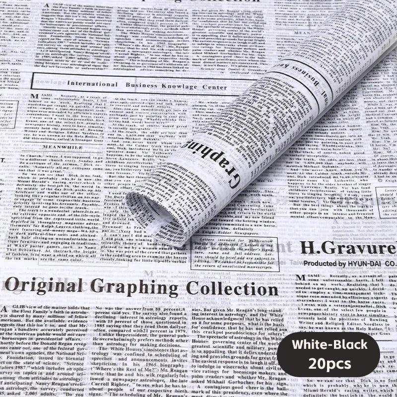 20 Sheets Vintage English Newspaper Gift Wrap Paper – Floral Craft Liner
