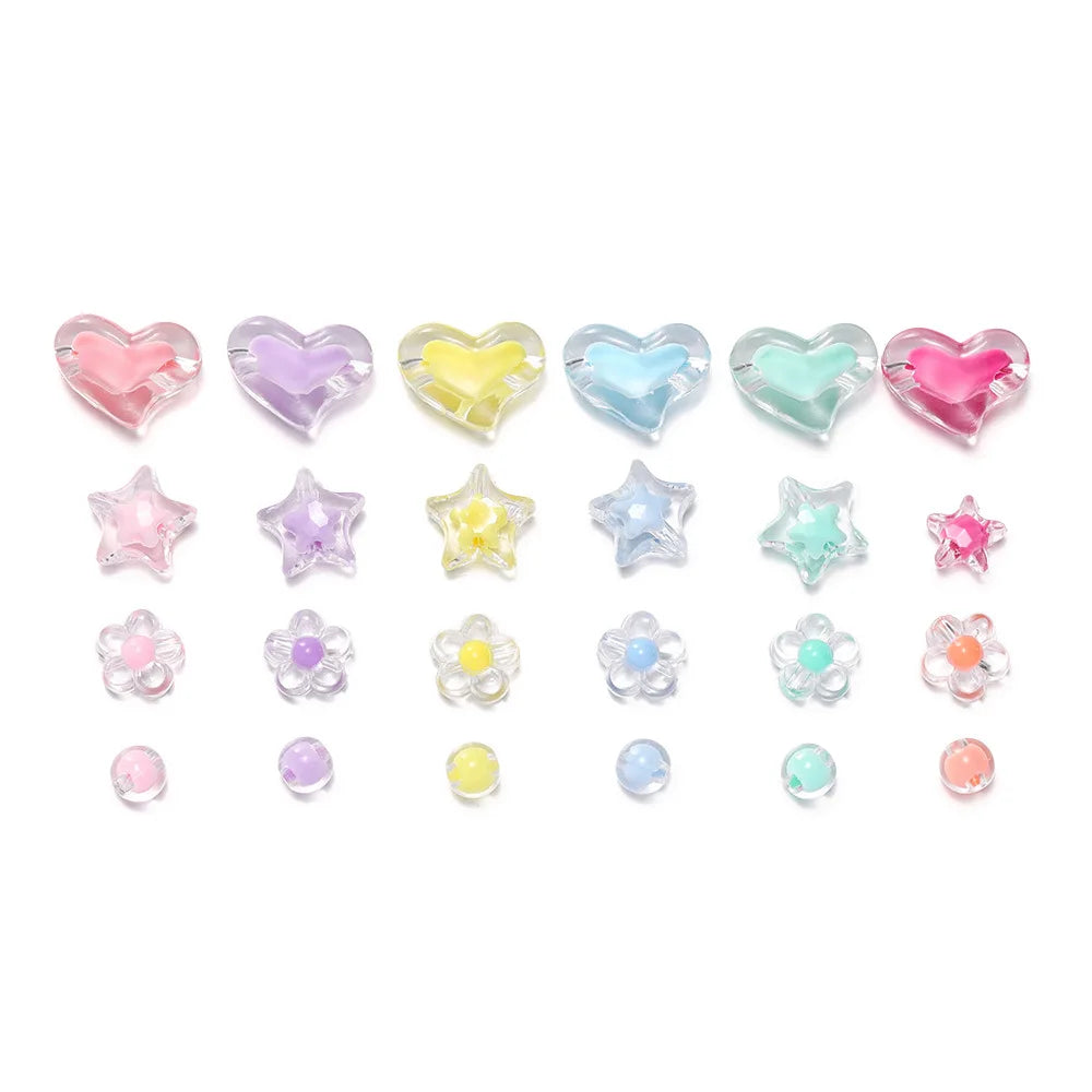 24-Grid Acrylic Bead Set – Heart, Star & Flower Spacer Charms Kit