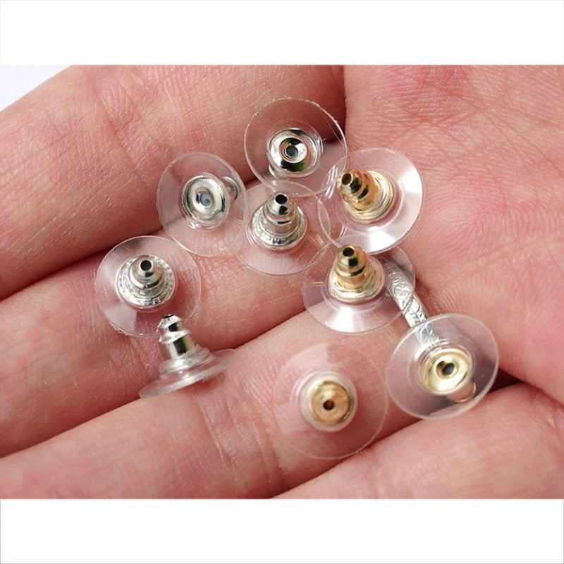 100Pcs Gold Earring Backs | Silicone Stud Post Nuts & Stoppers for Jewelry Making