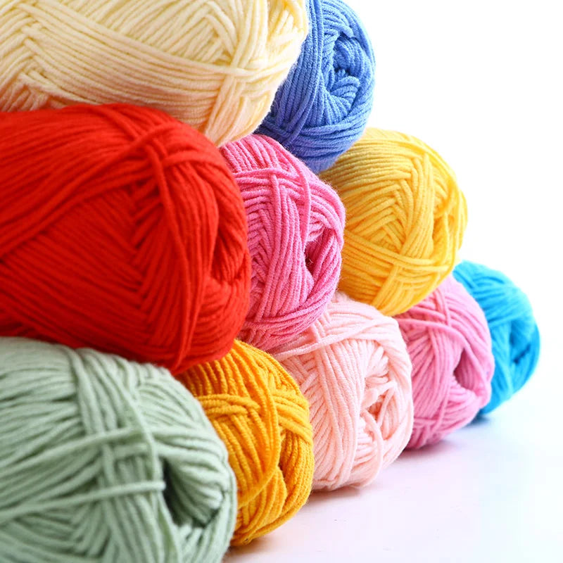 40–50g 4Ply Milk Cotton Yarn – Soft Knitting Wool for Crochet, Sweaters & Dolls