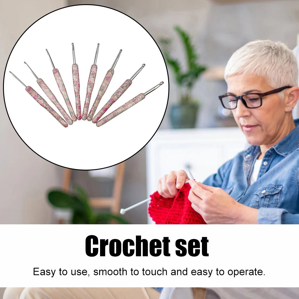 8Pcs Aluminum Crochet Hook Set