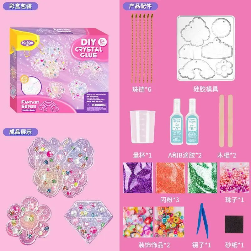 Kids Crystal Glue Keychain Craft Set | DIY Art Gift for Girls