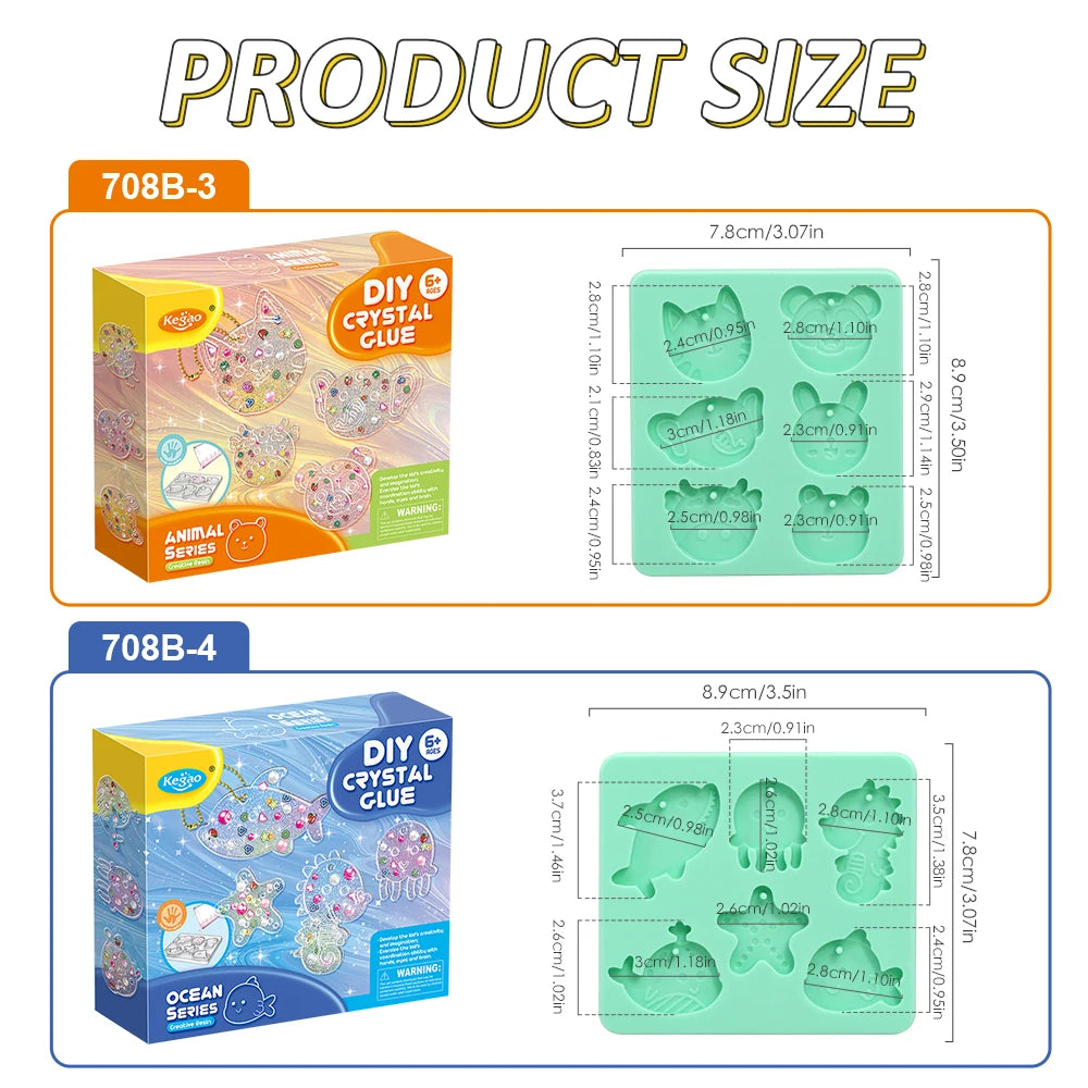 Kids Crystal Glue Keychain Craft Set | DIY Art Gift for Girls