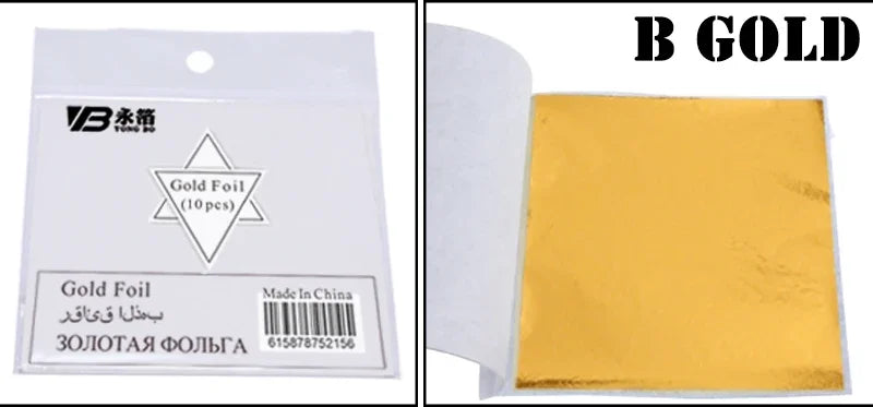 Gold Leaf Sheets Set (10 Pcs) | DIY Art, Nails, Resin & Furniture Decoration