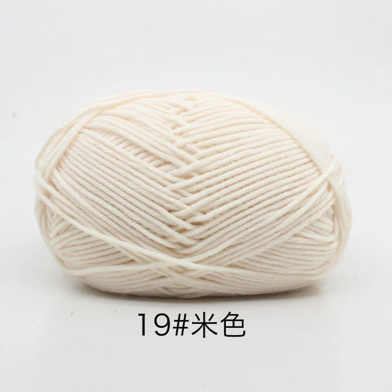 40–50g 4Ply Milk Cotton Yarn – Soft Knitting Wool for Crochet, Sweaters & Dolls