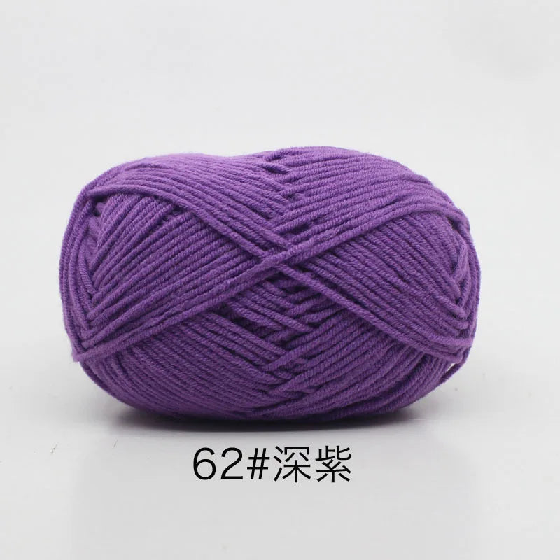 40–50g 4Ply Milk Cotton Yarn – Soft Knitting Wool for Crochet, Sweaters & Dolls