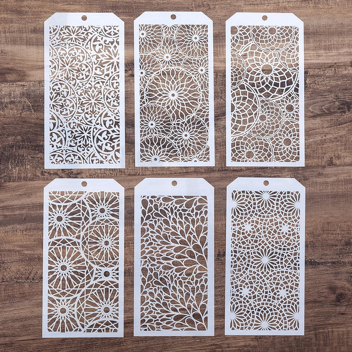 6pcs Poppy & Tropical Leaf Stencil Set – DIY Scrapbooking Crafts
