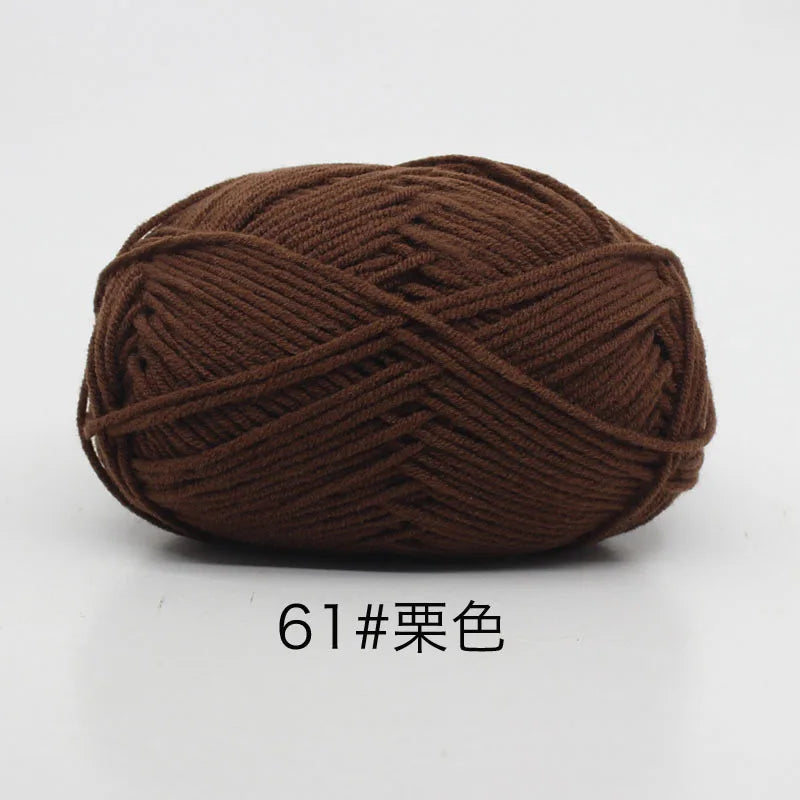 40–50g 4Ply Milk Cotton Yarn – Soft Knitting Wool for Crochet, Sweaters & Dolls