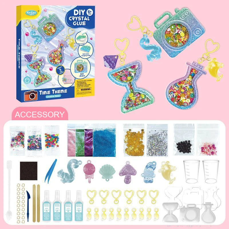 Kids Crystal Glue Keychain Craft Set | DIY Art Gift for Girls